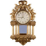 Swedish Antique Giltwood Clock with Mirrored Centerpiece