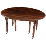 French Antique Louis Philippe Walnut Oval Dining Table