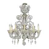 Pair of Art Deco Style Venetian Murano  12-light Chandeliers
