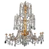 Pair of Antique Crystal 8-light Chandeliers from Genoa, Italy
