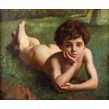 Marius MANGIER (1867-1952) Oil on Canvas "Portrait of a Boy"