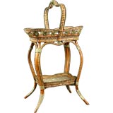 French Antique Rattan Woven Stand Basket