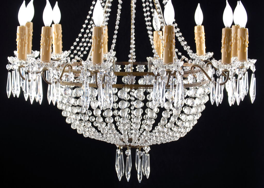 20th Century Pair of French Antique Empire Style Crystal Chandeliers