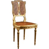 Pair of French Louis XVI style Giltwood Caned Chairs
