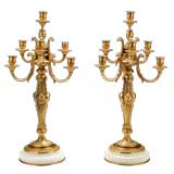 Pair of French Antique Louis XVI Style Gilt Bronze Candelabra