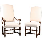 French Antique Louis XIV style Carved Dining Chair Set