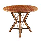 Rare French Colonial Antique Bamboo and Rattan Garden Table