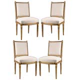 Set of Four French Antique Louis XVI style Giltwood Chairs Set of Four French Antique Louis XVI style Giltwood Chairs