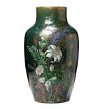 Extraordinary French Antique "Gres" Enameled Floral Vase