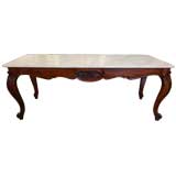 Walnut French Antique Marbletop Louis XV style Table