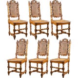 Set of Six French Antique Henri II Style Walnut Dining Chairs