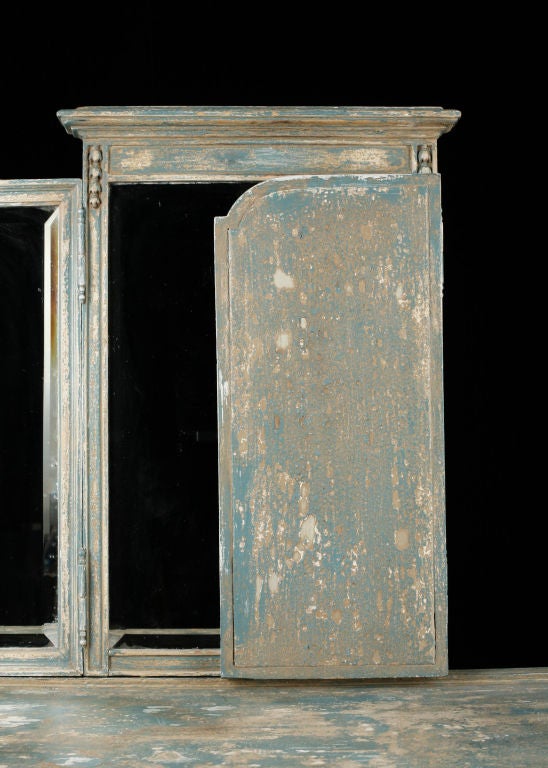 French Antique Painted Vanity with Triptych Mirror 4