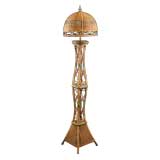 Rare Whimsical French Antique Rattan Floor Lamp