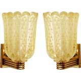 Pair of Italian Art Deco Murano Glass Wall Sconces