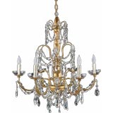 Italian Antique Giltwood and Crystal Genovese 8-Light Chandelier