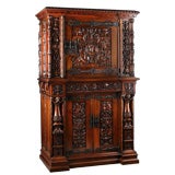French Masterfully Carved Renaissance style Walnut Cabinet