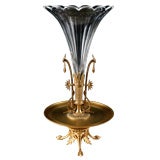 French Antique Baccarat Gilt Bronze and Crystal Centerpiece