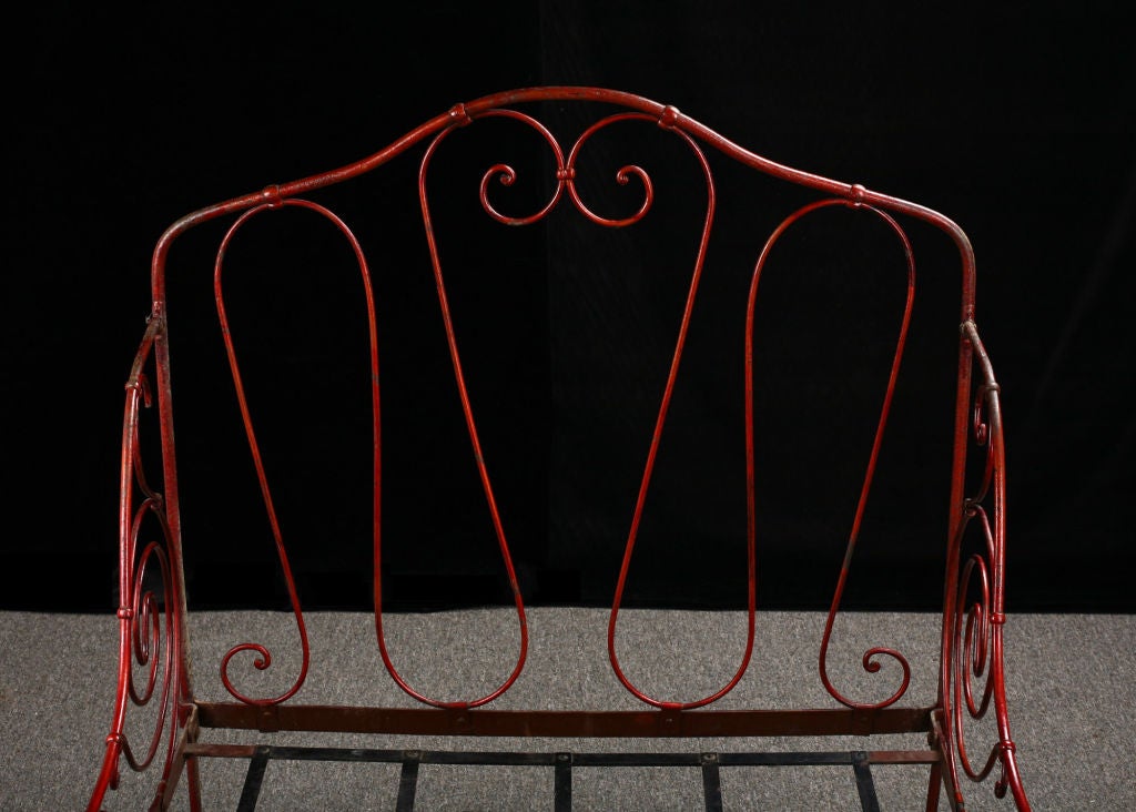 Charming Country French Antique Red Forged Iron Daybed 5