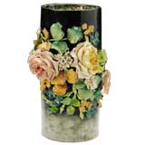 French Antique Majolica Impressionist Longchamp Floral Vase