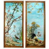 Pair of French Art Nouveau Sarreguemines Hand-Painted Panels