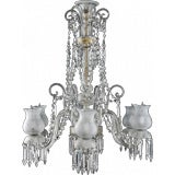 Vintage English Colonial style Crystal 6-Arm Chandelier