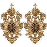 Rare Pair of French Antique 18th Century Paperolle Reliquaries