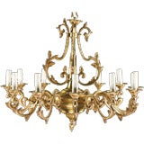19th Century French Antique Bronze 12-light Chandelier