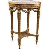 French Antique Louis XVI style Carved Giltwood Marbletop Table
