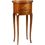 French Antique Circular Side Table with Marquetry Inlay French Antique Circular Side Table with Marquetry Inlay