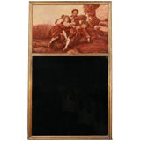 French Antique Trumeau with Sepia Painting of Children Playing