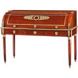 French Empire Style Mahogany Rolltop Desk with Bronze Mounts