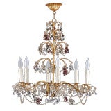 French Vintage Chandelier with Purple and Violet Grape Clusters