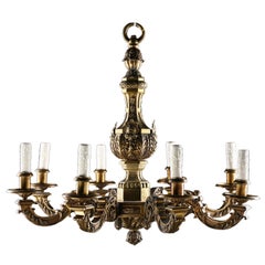 19th C. French Antique Cast Bronze Dore 8-light Chandelier