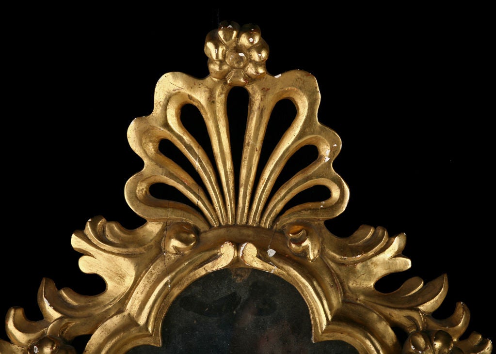 Pair of Italian Antique Mirrored Sconces with Original Glass 3