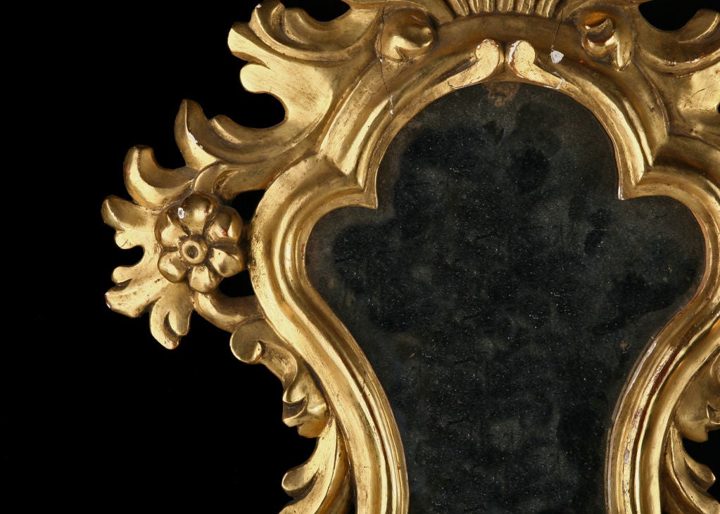 Pair of Italian Antique Mirrored Sconces with Original Glass 4