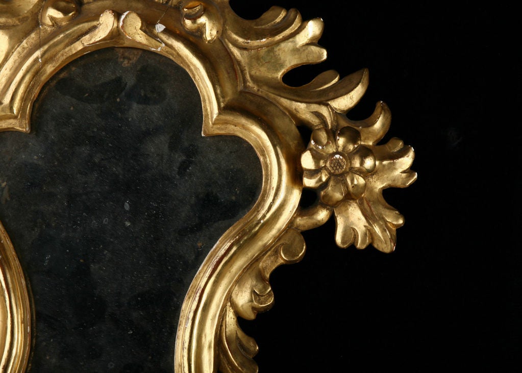 Pair of Italian Antique Mirrored Sconces with Original Glass 5