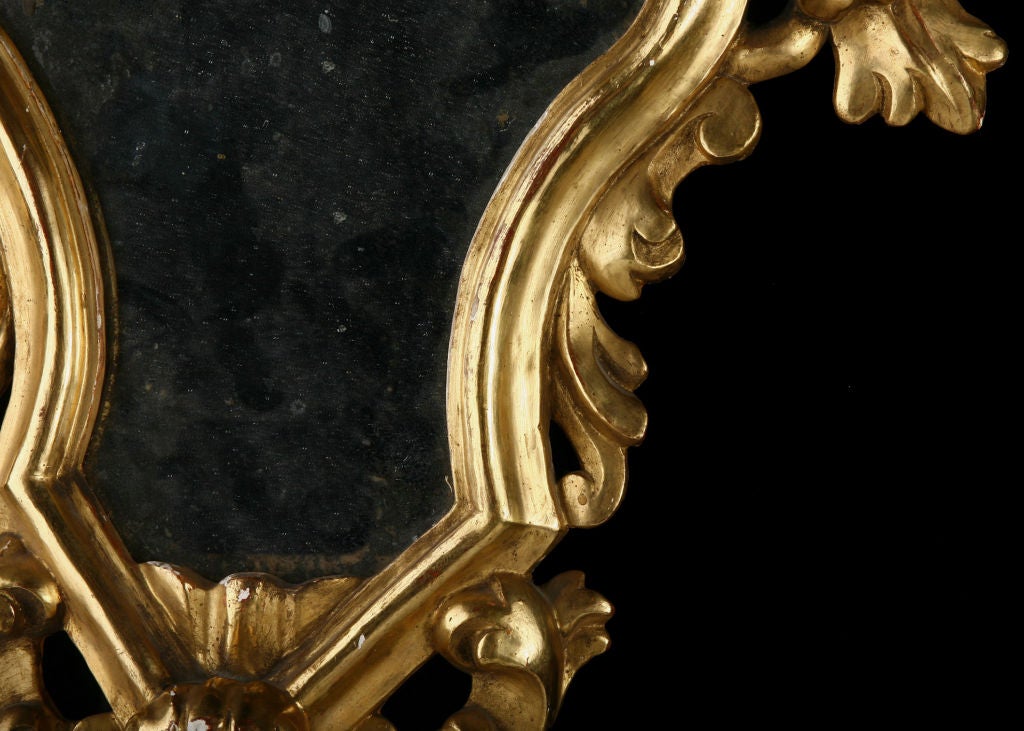 Pair of Italian Antique Mirrored Sconces with Original Glass 6