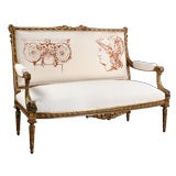 French Antique Louis XVI Style Carved Giltwood Settee