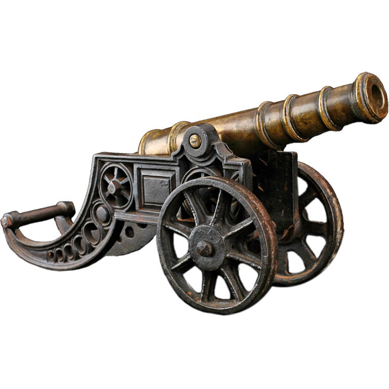 19th Century French Antique Cast Bronze and Iron Cannon