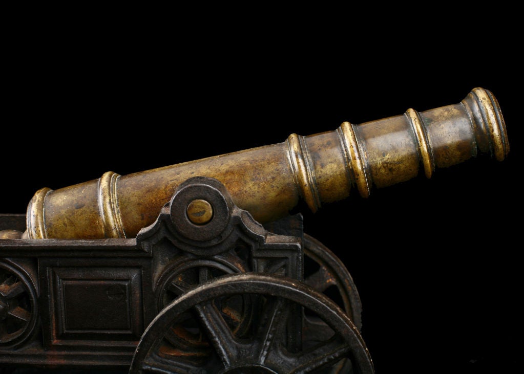 19th Century French Antique Cast Bronze and Iron Cannon 1