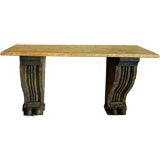 Belgian Antique Corbels Console with Painted Faux Marble Top