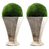 Pair of French Antique Composition Garden Vases