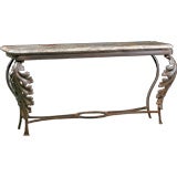 French Antique Iron Balcony Console with 18th Century Marbletop