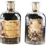 Pair of Large French Vintage Glass Violettes Perfume Bottles