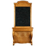 Rare Russian Neoclassical Birchwood Console with Mirror