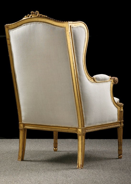 Beautiful French Antique Louis XVI style Giltwood Bergere 6