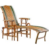 French Antique Rattan Wicker Chaise Longue
