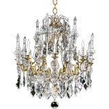 Exceptional 19th Century Baccarat Cut Crystal Bronze Chandelier