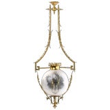 French Antique Bronze and Baccarat Crystal "Globe" Chandelier