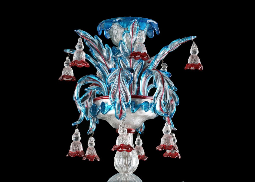 Colorful Venetian Handblown Murano Glass 12-light Chandelier 1
